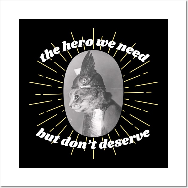 The Hero We Need But Don't Deserve Cute Viking Cat Wall Art by Flourescent Flamingo